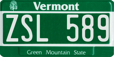 VT license plate ZSL589