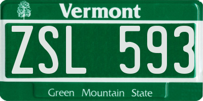 VT license plate ZSL593