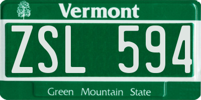 VT license plate ZSL594