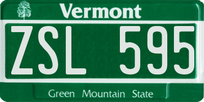 VT license plate ZSL595