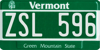 VT license plate ZSL596