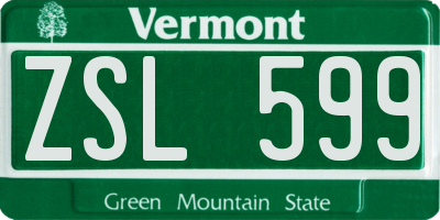 VT license plate ZSL599