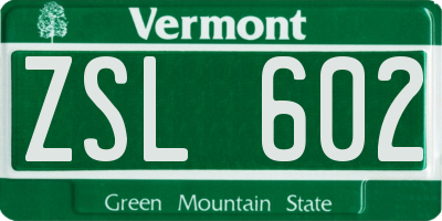 VT license plate ZSL602