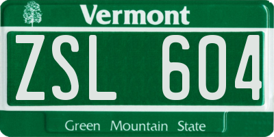 VT license plate ZSL604