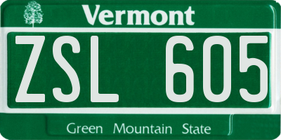 VT license plate ZSL605