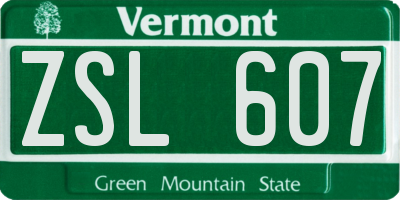 VT license plate ZSL607