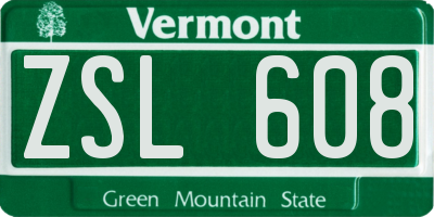 VT license plate ZSL608