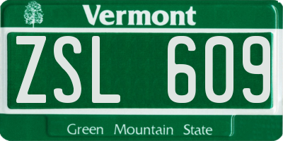 VT license plate ZSL609