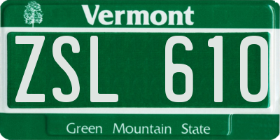 VT license plate ZSL610