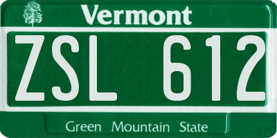 VT license plate ZSL612