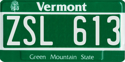 VT license plate ZSL613