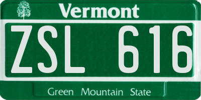 VT license plate ZSL616