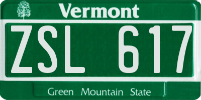 VT license plate ZSL617