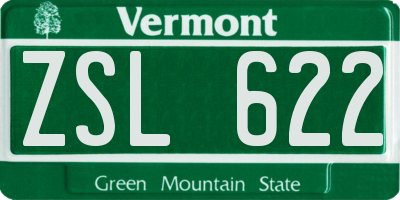 VT license plate ZSL622