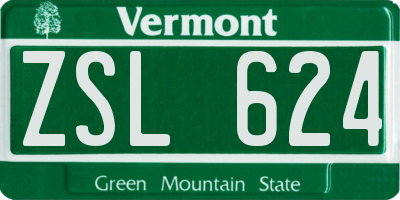 VT license plate ZSL624
