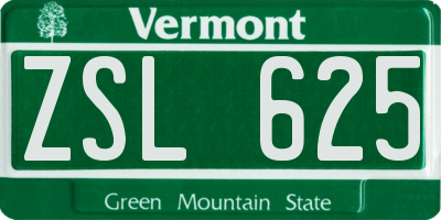 VT license plate ZSL625