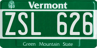 VT license plate ZSL626