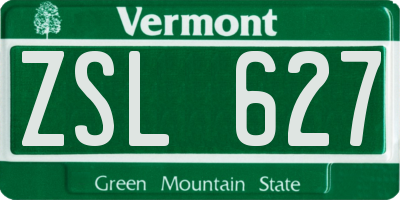VT license plate ZSL627