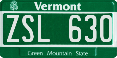 VT license plate ZSL630