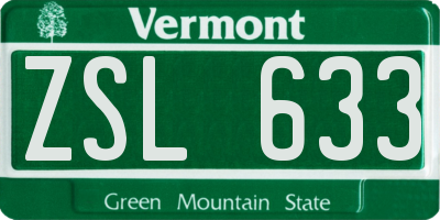 VT license plate ZSL633