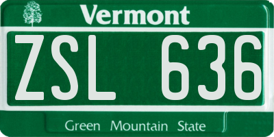VT license plate ZSL636