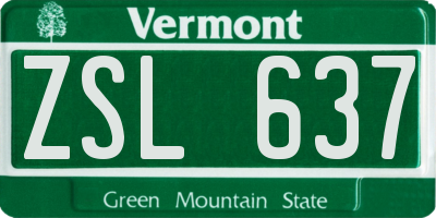 VT license plate ZSL637