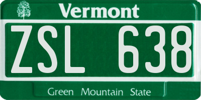 VT license plate ZSL638