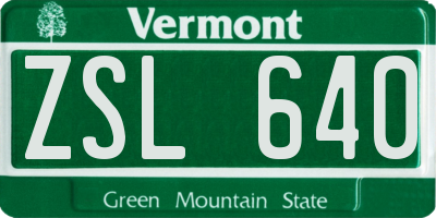 VT license plate ZSL640