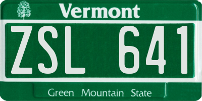 VT license plate ZSL641