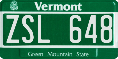 VT license plate ZSL648