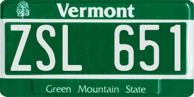 VT license plate ZSL651