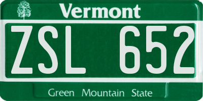 VT license plate ZSL652