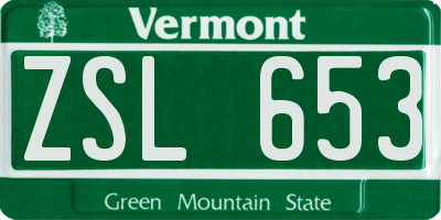 VT license plate ZSL653