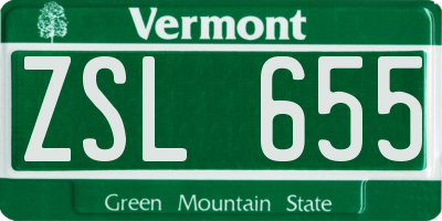 VT license plate ZSL655
