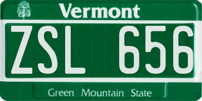 VT license plate ZSL656