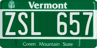 VT license plate ZSL657