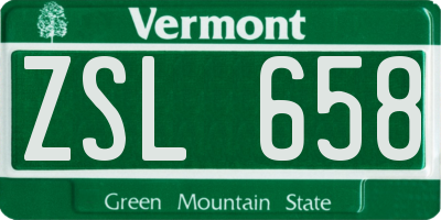 VT license plate ZSL658