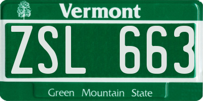 VT license plate ZSL663