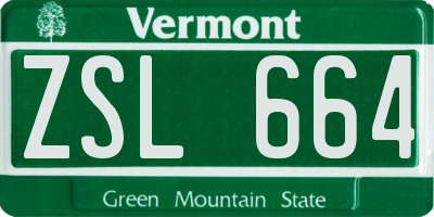VT license plate ZSL664