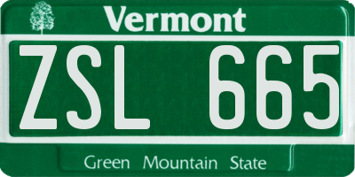 VT license plate ZSL665