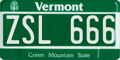 VT license plate ZSL666