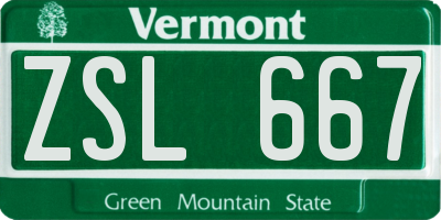 VT license plate ZSL667