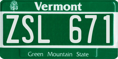 VT license plate ZSL671
