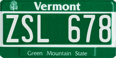 VT license plate ZSL678