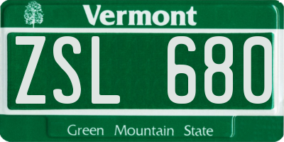 VT license plate ZSL680