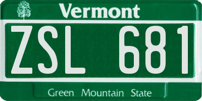 VT license plate ZSL681