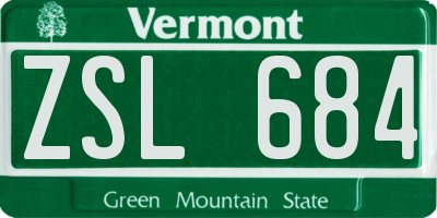 VT license plate ZSL684