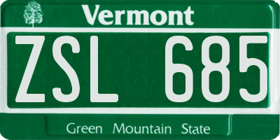 VT license plate ZSL685