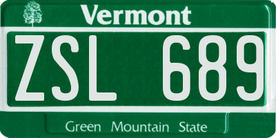 VT license plate ZSL689