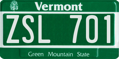 VT license plate ZSL701